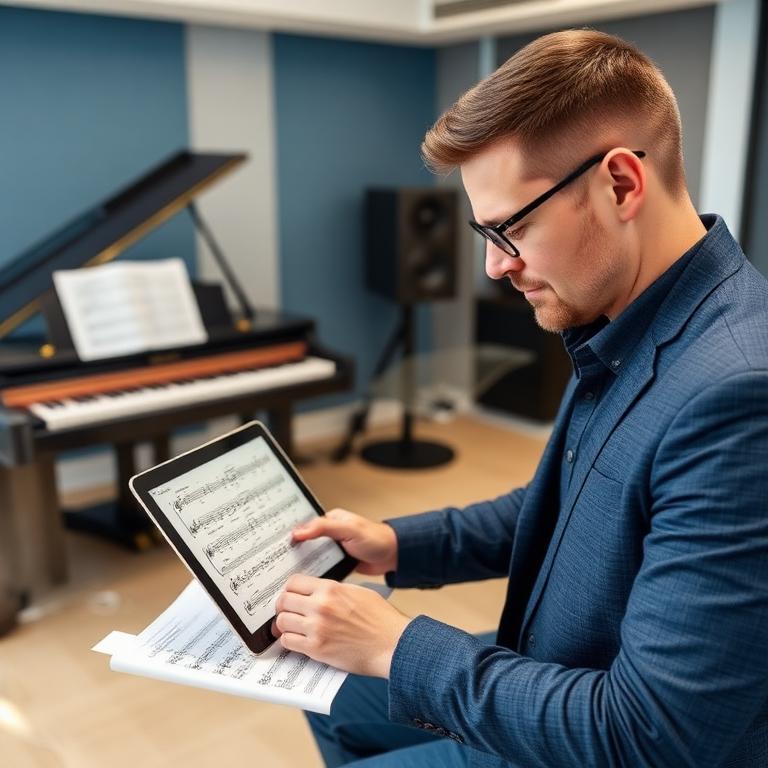นักเรียบเรียงเพลงกำลังทำงานบน iPad